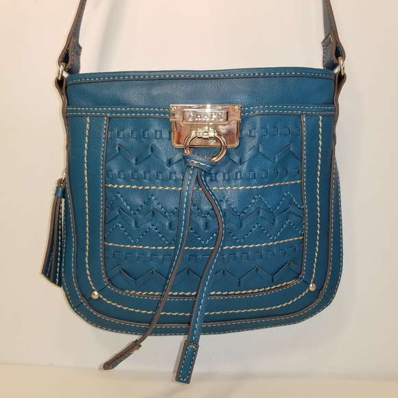 Chaps Handbags - ::SALE:: Chaps Crossbody Bag Blue Mid Western Style